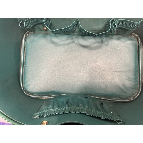 Jaguar Vintage Travel Vanity Case Forest Green Canvas Makeup Train Bag Brown Tri - Picture 12 of 13